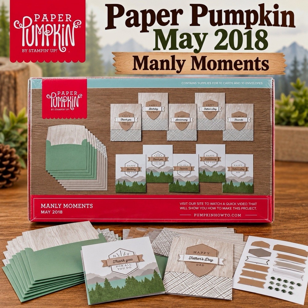 Stampin' Up! Paper Pumpkin May 2018 Manly Moments Card Kit Sealed No Ink
